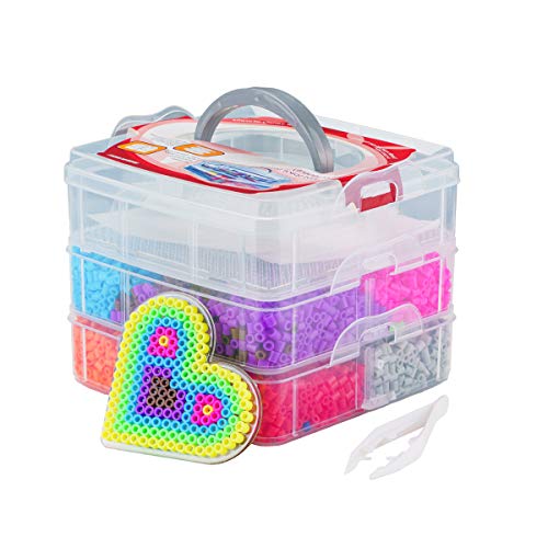 Surplex Cuentas y Abalorios hama Beads, 10000pcs Abalorios fusibles de 12 Colores para Actividades Creativas y Manualidades Infantiles, Niños Bisuteria Jueguetes Educativos Cuentas de Artesanía