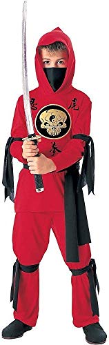 Tante Tina - Disfraz de Ninja para Niños en Rojo /Negro - 7-10 años - Tamaño L (EU 140)