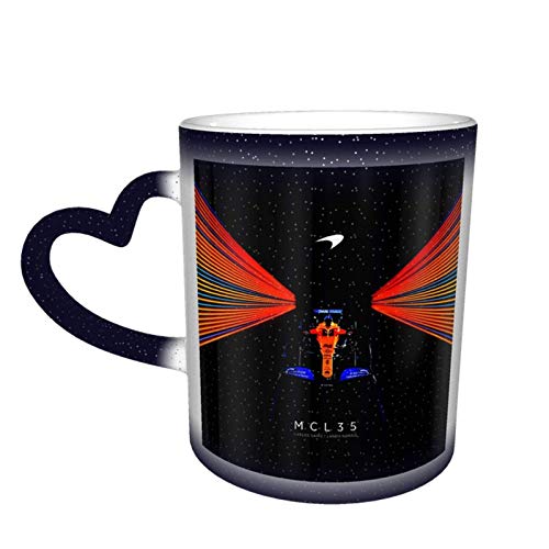 Taza de café taza de té regalo de cumpleaños Carlos Sainz 55 Heat Sensitive Coffee Mug,Tea Cup,Fashionable Ceramic Color Changing Mug,Novelty Heat Sensitive Mug with Unique Pattern,Novelty Gift Mugs