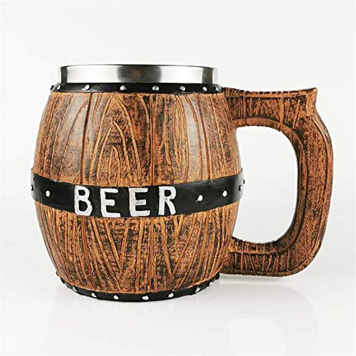Tazas para espresso Nuevo diseño de resina molde de roble de madera taza de cerveza de madera con 20 oz acero inoxidable del tanque de la cerveza de la cerveza de la copa de la copa de la cafetería de