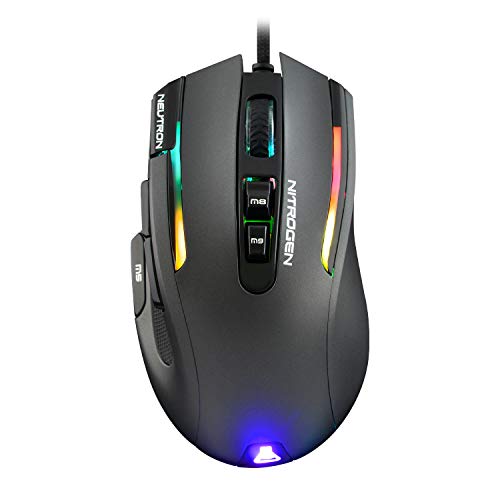 THE G-LAB Kult Nitrogen NEUTRON Mouse Gaming de Alta Precisión - 7200 DPI Sensor óptico, RGB, 9 Botones Programables, Ultraligero, Ideal para MOBA / FPS - Compatible con PC/PS4/Xbox One - Negro