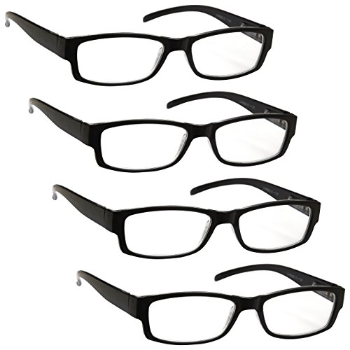 The Reading Glasses Company Gafas De Lectura Negro Ligero Cómodo Lectores Valor Pack 4 Estilo Diseñador Hombres Mujeres Uvr4Pk032 +1,50 4 Unidades 88 g