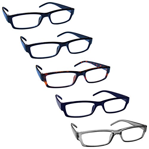 The Reading Glasses Company Gafas De Lectura Valor Pack 5 Ligero Hombres Mujeres Negro Marrón Dark Azul Gris Rrrrr32-11237 +2,00 5 Unidades 106 g