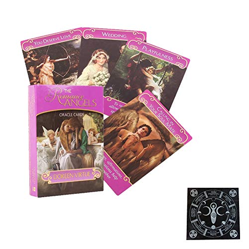 The Romance Angels Tarot Oracle Cards 44 Piezas para Amigos, Fiestas Familiares, Jugando, Tarjetas de Regalo para Juegos de Mesa Felices,with Tablecloth,Tarot Cards