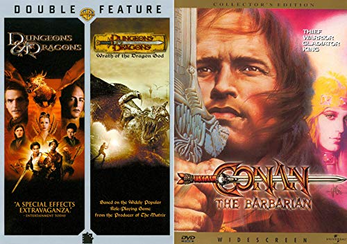 Thief Warrior King Fantasy Collection 3-Pack Conan The Barbarian + Dungeon & Dragons DVD / Wrath of the Dragon God Based on Role Playing Game Family Movie Triple Feature Bundle
