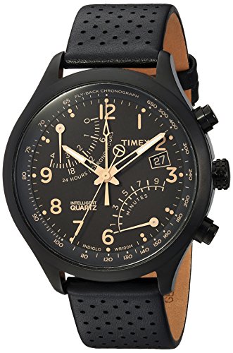 Timex Men's TW2R54900 Intelligent Quartz Fly-Back Chronograph Black Leather Strap Watch Timex Men's TW2R54900 Intelligent Quartz Fly-Back Chronograph Black Leather Strap Watch