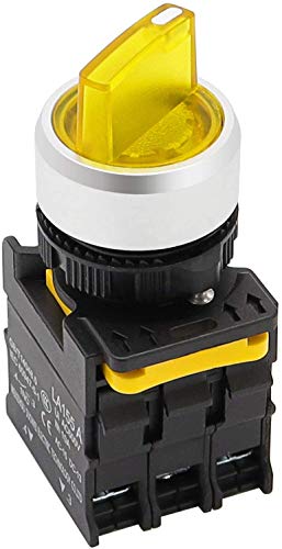 Tnisesm - Interruptor selector giratorio (10 A, 600 V, 110 – 220 V, 22 mm, 2 NO 3 posiciones, impermeable, IP65, 10 A, 600 V, LA155-A1-20XSD-Y Tnisesm - Interruptor selector giratorio (10 A, 600 V, 110 – 220 V, 22 mm, 2 NO 3 posiciones, impermeable, IP65, 10 A, 600 V, LA155-A1-20XSD-Y