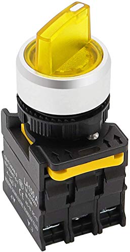 Tnisesm - Interruptor selector giratorio (10 A, 600 V, 110 – 220 V, 22 mm, 2 NO 3 posiciones, impermeable, IP65, 10 A, 600 V, LA155-A1-20XSD-Y