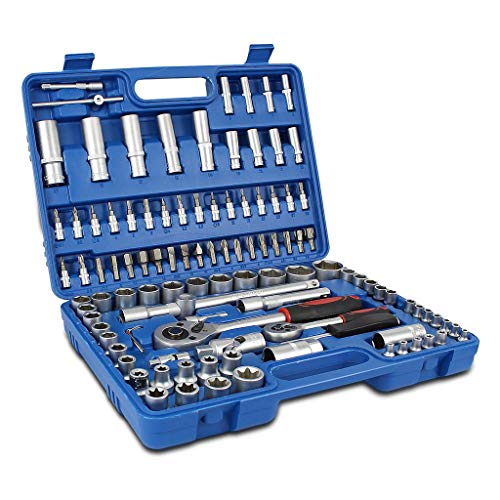 Todeco 108 Pzs Juego de Vasos con Llaves Carraca 1/2 y 1/4 Pulgada, Juego de Llaves de Vaso para reparación de automóviles o trabajos mecánicos, Azul Todeco 108 Pzs Juego de Vasos con Llaves Carraca 1/2 y 1/4 Pulgada, Juego de Llaves de Vaso para reparación de automóviles o trabajos mecánicos, Azul