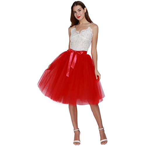 TOPCHANCES Falda oscilante para mujer, falda de tul de los años 50, falda de tutú de 6 capas, falda de crinolina, retro, vestido de baile