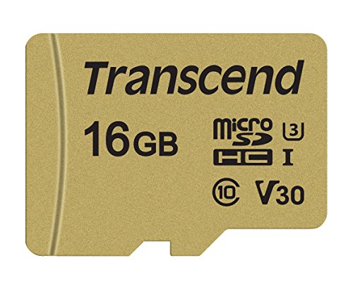 Transcend USD500S - Tarjeta microSD de 16 GB, microSDHC Clase 10 UHS-I U3, V30, con chip MLC, Lectura hasta 95 MB/s