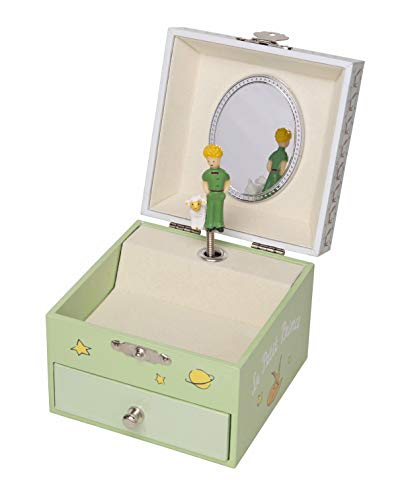 TrouSSELIER - Caja para tesoros y joyas musicales, ideal como regalo para niños, fosforescente y brillante en la noche, música del Valse de Amélia, color verde