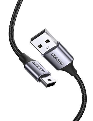UGREEN Cable USB 2.0 a Mini USB, USB Tipo A a USB Tipo B Mini Cable de Carga de Datos Alta Velocidad Compatible con Disco Duro, Cámaras Digitales, Reproductor MP3 MP4, Consola PS3, Nylon, 2 Metros