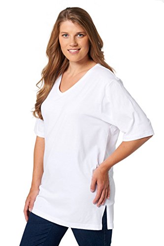 Ulla Popken V-Ausschnitt, Camiseta para Mujer, Blanco (Weiss 20), 44/46 Ulla Popken V-Ausschnitt, Camiseta para Mujer, Blanco (Weiss 20), 44/46