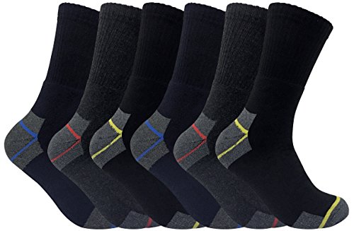 Ultimate Work Socks 3, 6, 12, 24 pares calcetines trabajo hombre gordos talón y puntera reforzada 39-45 eur (6 Pares)