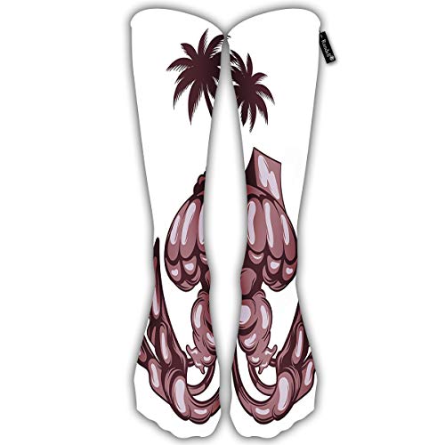 Unisex Classic Knee High Over Calf Jelly Fish Palms Tent Surreal Tattoo 3D Print Athletic Soccer Tube Cool Fun Party Cosplay Socks