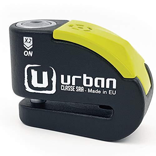 urban Security UR10 candado antirrobo Disco con Alarma 120dba + Warning, Alta Seguridad Homologado CLASSE Sra, Eje 10 mm, Made in EU, Negro/Amarillo urban Security UR10 candado antirrobo Disco con Alarma 120dba + Warning, Alta Seguridad Homologado CLASSE Sra, Eje 10 mm, Made in EU, Negro/Amarillo