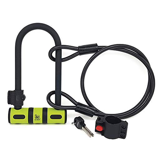 urban UR80150B Candado Antirrobo U 80x190 Cable 120cm Soporte Bicicleta