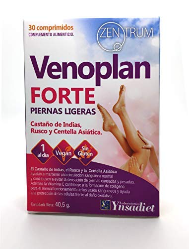 VENOPLAN FORTE + VITAMINA C | CASTAÑO DE INDIAS+ RUSCO + CENTELLA ASIÁTICA –AYUDA A MEJORAR LA CIRCULACIÓN | PIERNAS LIGERAS - 1 CÁPSULA AL DÍA| ZENTRUM