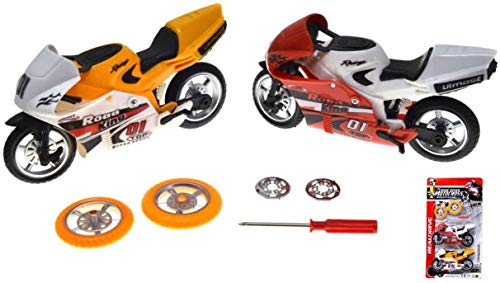 VENTURA TRADING Pack de 2 Motocicletas Bicicletas de Carreras Motos de Juguete con repuestos Motocross Motocicletas Juguete Motos