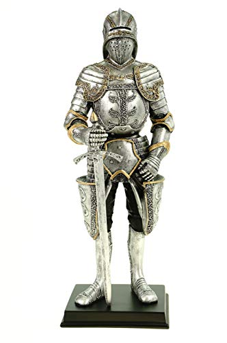 Veronese - Figura decorativa de caballero alemán en armadura con casco de sonido, 28 cm