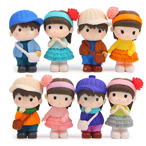VOSAREA Juego de 8 figuras en miniatura para niños y niñas, diseño de casa de muñecas, varios colores