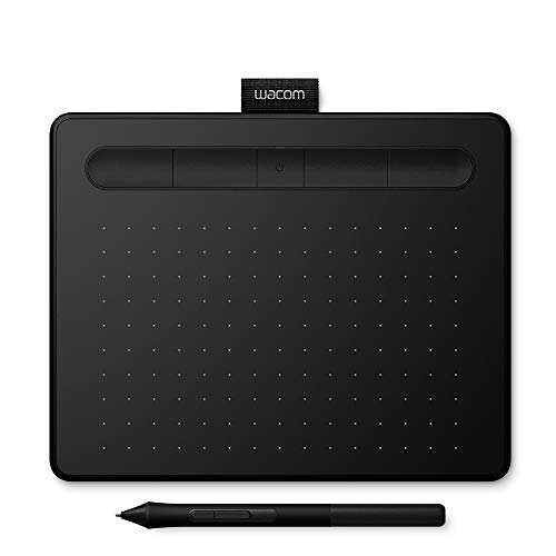 Wacom Intuos S - Bandeja de Dibujo portátil (para Pintar y editar Fotos con lápiz 4K Sensible a la presión y 1 Descarga de Software), Color Negro