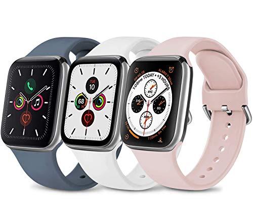 Wanme - Correa compatible para Apple Watch de 44 mm, 42 mm, 40 mm, 38 mm, clásica correa deportiva de silicona, correas de repuesto para iWatch Series 5 4 3 2 1