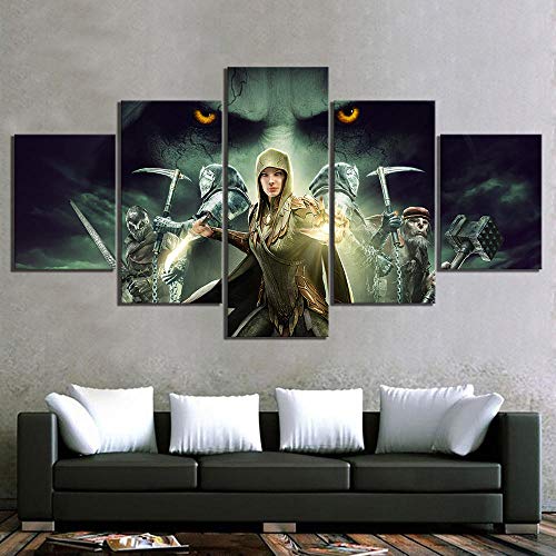 WARMBERL Cuadro modular de 5 piezas de juego de sombras de la Tierra Media, lienzo impreso en alta definición para decoración del hogar, marco de sala de estar, impresión sobre lienzo enmarcado WARMBERL Cuadro modular de 5 piezas de juego de sombras de la Tierra Media, lienzo impreso en alta definición para decoración del hogar, marco de sala de estar, impresión sobre lienzo enmarcado