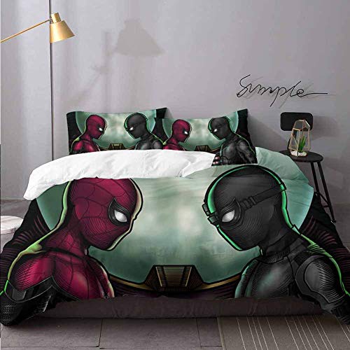 WomHouse Juego de funda de edredón y 2 fundas de almohada, diseño de Spiderman vs Black Spider Suit año 2 fundas de almohada para ropa de cama de 3 piezas para cama individual