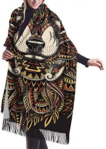 xianjing6 Bufandas del mantón del abrigo Womens Winter Scarf Cashmere Feel Highly Detailed Wolf Color Scarves Stylish Shawl Wraps Soft Warm Blanket Scarves For Women