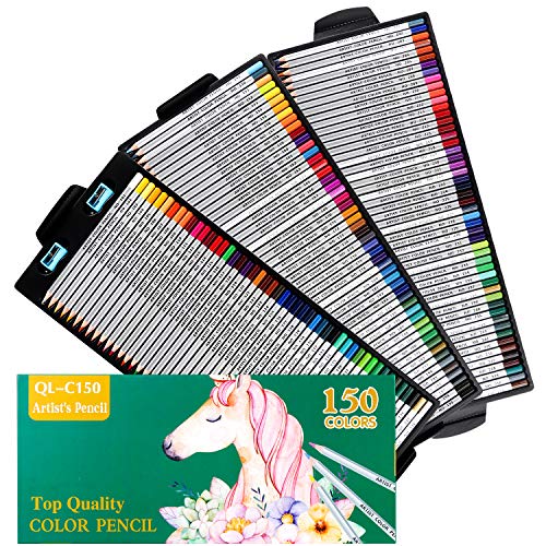 Xnoyo 150 Lápices de Colores (Numerado) con Sacapuntas y Cartón, Set de Lapices de Dibujo, 72 Colores Únicos para Libro de Colorear con 3 Bandejas Regalo Ideal para Artistas, Adultos y Niños