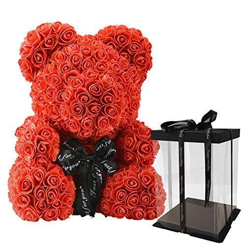 Y-POWER Oso de rosa de 40 cm con caja de regalo para el día de San Valentín para novia, cumpleaños, aniversario, boda, decoración del hogar