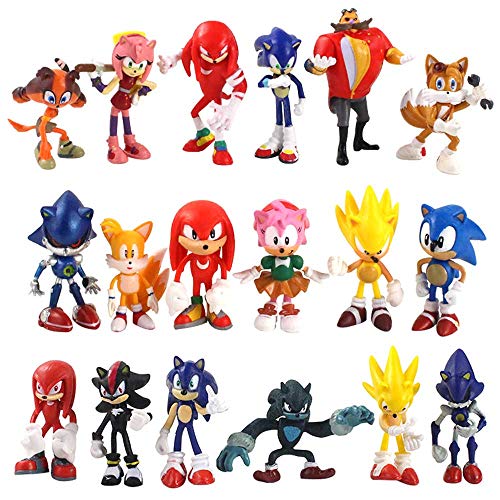 YANGQIAN Figura de Sonic 5-8 cm 18 unids/Lote Figura de acción sónica Anime Sonic Shadow Boom Raro Dr Eggman Tails Juguete de Modelos coleccionables Regalo para niños