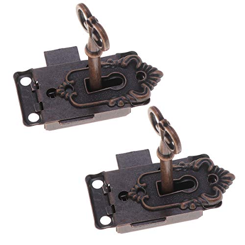 Yardwe - Cerradura de armario para armarios antiguos, cerradura decorativa para muebles con llave y tornillos, 2 unidades Yardwe - Cerradura de armario para armarios antiguos, cerradura decorativa para muebles con llave y tornillos, 2 unidades