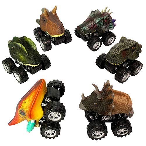 Yeelan 6 unids Tire hacia atrás Dinosaur Cars Dino Truck Toy Mini Dragon Animal Vehículo con Rueda Creativa para niños/Niños/Niño pequeño (5x6x7cm / 2x2.4x2.8in, tamaño pequeño)