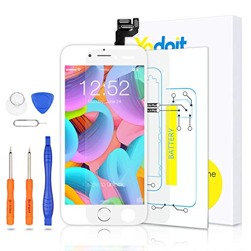 Yodoit Pantalla Completa para iPhone 6s LCD Blanco, Ensamblaje de Reemplazo del Digitalizador con Piezas de Repuesto (cámara Frontal, Botón Home) + Herramienta (4,7 Pulgadas) Yodoit Pantalla Completa para iPhone 6s LCD Blanco, Ensamblaje de Reemplazo del Digitalizador con Piezas de Repuesto (cámara Frontal, Botón Home) + Herramienta (4,7 Pulgadas)