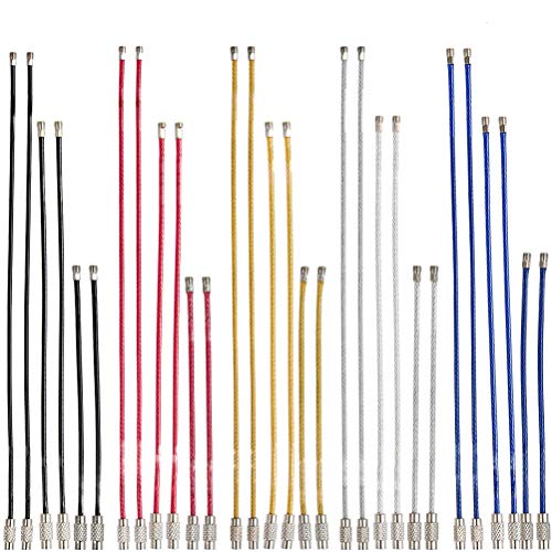 YOTINO 38pcs Llaveros de Alambre Aro Cable Llavero 2mm Porta Materiales de Acero Alambre Acero Inoxidable Cable Llavero Colgar Etiqueta Equipaje de Identificación