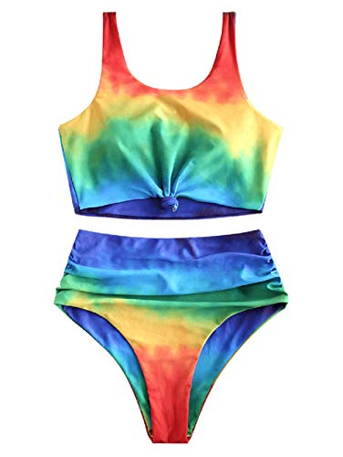 ZAFUL Traje de baño de Dos Piezas Tankini Bikini Bowie para Mujer ACR Across (Color A, S (EU 36))