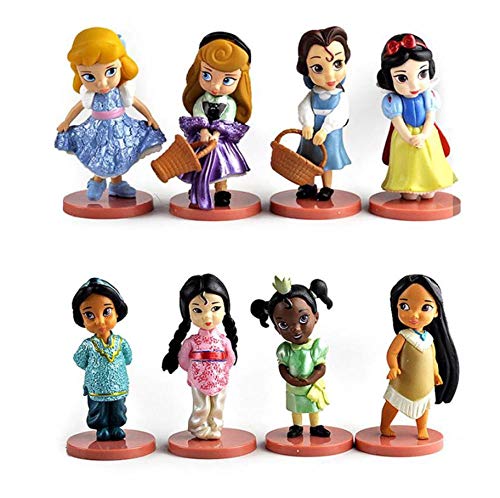 zdfgv 11 Uds Figuras de Disney Mulan Anime figurita Moana Blancanieves Princesa PVC Figuras de acción Regalos de cumpleaños Juguetes para niños 8cm