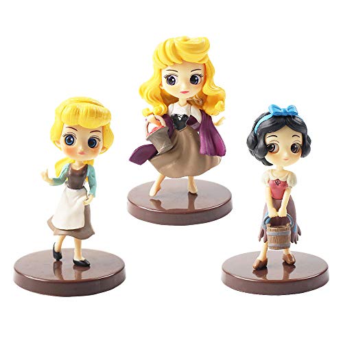 zdfgv 3 unids/Lote Q Posket Figura Juguetes Princesa Blancanieves Cenicienta Aurora Bella Durmiente Modelo muñecas 8 cm