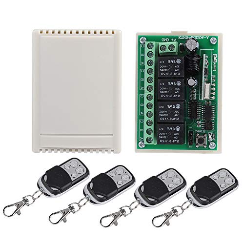 Zerone Interruptor de control a distancia de 4 vías multifunción sin hilos con 100 metros de intervalo, receptor de relé de 12 V para todos los campos Zerone Interruptor de control a distancia de 4 vías multifunción sin hilos con 100 metros de intervalo, receptor de relé de 12 V para todos los campos