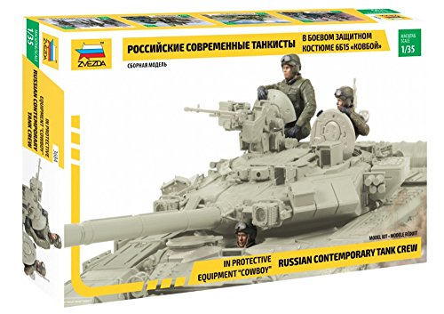 Zvezda 3684 500783684-1:35 Russian Contemporary Tank Crew - Juego de construcción de maqueta de plástico para Principiantes, detallado, sin Pintar