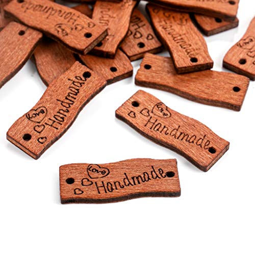 100 botones de madera hechos a mano con botones de madera, hecho a mano, etiqueta hecha a mano, botones de madera, costura, manualidades, decoración para ropa, manualidades, joyas