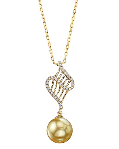 18 K perla cultivada del mar del sur de oro y diamante Colgante de Nancy