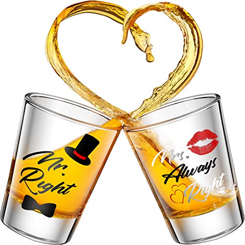 2 Piezas de Vasos de Chupito Novedosos de Chupito Mr. and Mrs. Right de 2 oz Copas Divertidas de Vino de Boda para Regalo de Compromiso Aniversario Regalo de Mr. and Mrs. para Parejas 2 Piezas de Vasos de Chupito Novedosos de Chupito Mr. and Mrs. Right de 2 oz Copas Divertidas de Vino de Boda para Regalo de Compromiso Aniversario Regalo de Mr. and Mrs. para Parejas