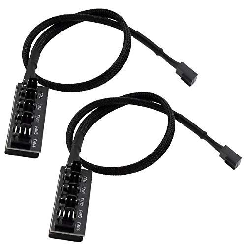4 Pin PWM Fan Hub,Ventilador Hub Splitter Cable Hembra, CPU Fan PC Fans Hub, Computadora CPU/Estuche Ventilador Multi Splitter Conector Cable Adaptador con adhesivo, convertidor 1 a 5, negro trenzado 4 Pin PWM Fan Hub,Ventilador Hub Splitter Cable Hembra, CPU Fan PC Fans Hub, Computadora CPU/Estuche Ventilador Multi Splitter Conector Cable Adaptador con adhesivo, convertidor 1 a 5, negro trenzado