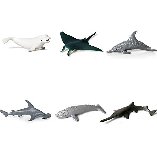 6pcs Animales de Juguete Jugar en el Baño Figura Gigante Ballena Azul Tiburón Ballena Educativa Relago para niños pequeños Adorno de Tarta
