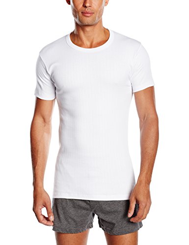ABANDERADO - Camiseta Térmica De Manga Corta Y Cuello Redondo para hombre, color blanco, talla 60/2XL