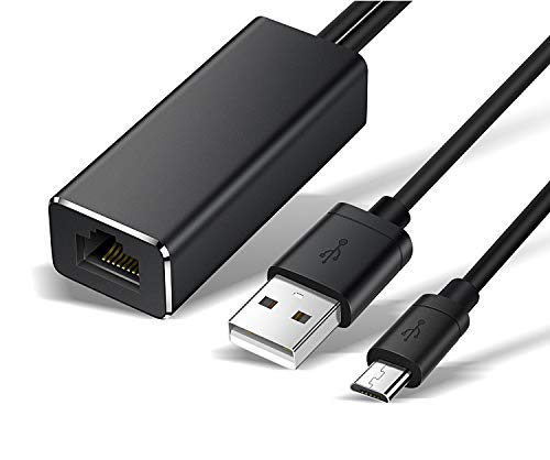 Adaptador Micro USB a Ethernet RJ45,Adaptador de LAN 100Mbps Cable Adaptador para Fire Stick Chromecast, Chromecast,Fire TV Cube, Chromecast 3/2/1, Micro USB a LAN RJ45 con Cable de alimentación